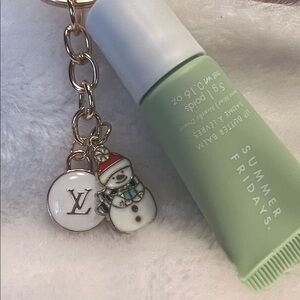 Summer Fridays Mini Mint Lip Gloss with charms on keychain